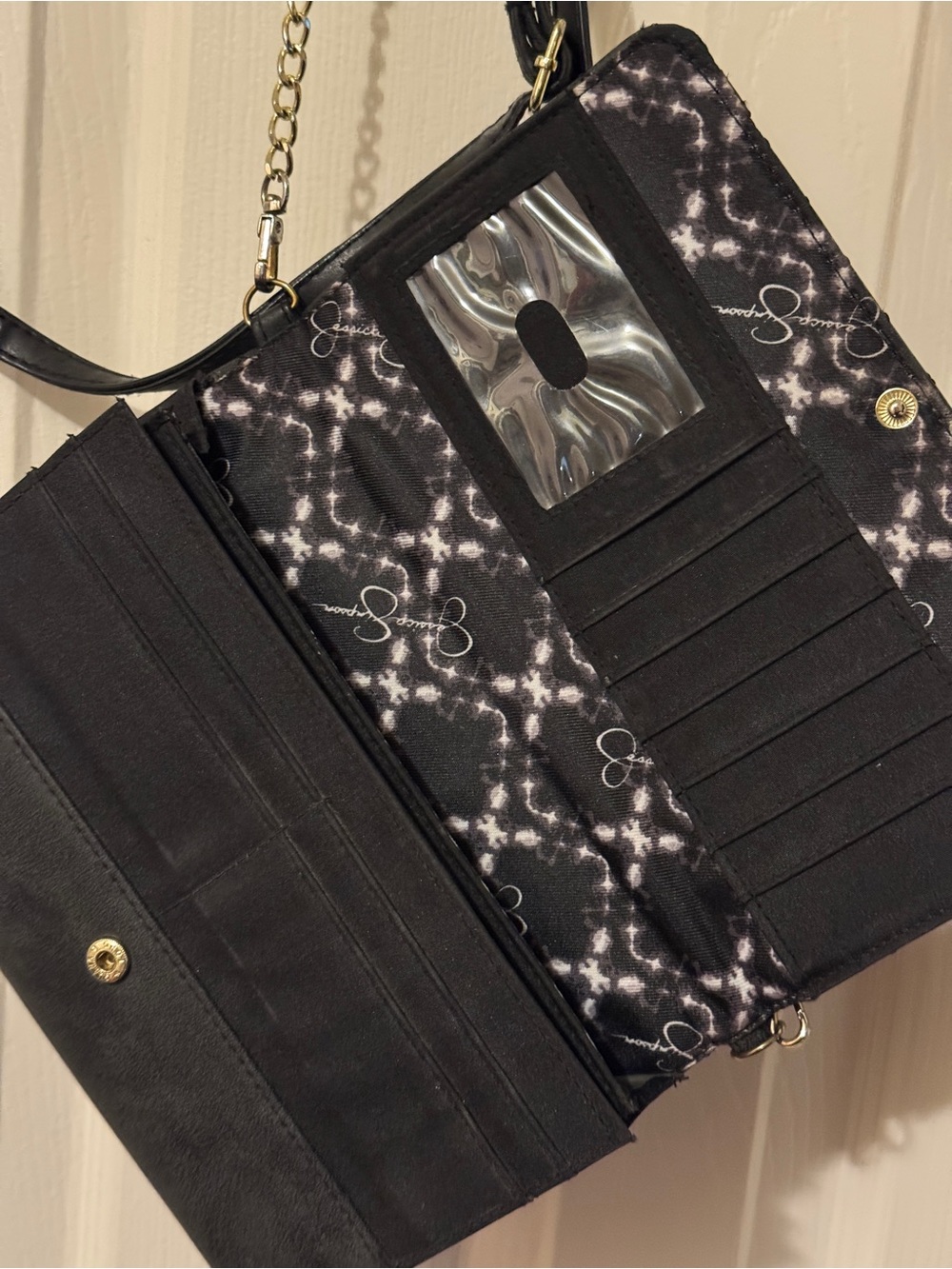 Quilted Black Crossbody Shoulder Bag with Chain Strap by Jessica Simpson - Picture 4 of 6